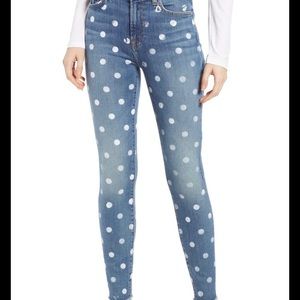 7FAM Polka Dot High Waist Ankle Skinny Jeans